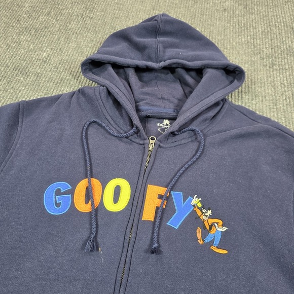 Disney Parks Goofy Hoodie Mens Large Navy Zip Up Walt Disney‎ World Sweatshirt - Picture 3 of 11